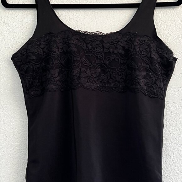 F.I.T. Figure Improving Technology Black Lace Stretch Tank Cami Size Large - Picture 2 of 6